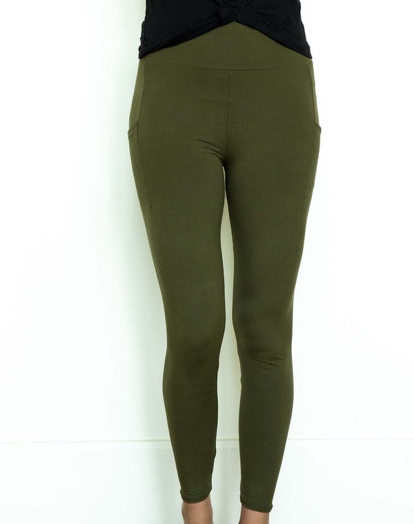 Perfect Fit Pocket Leggings - Dark Olive