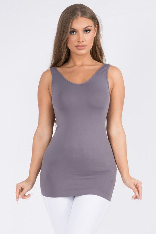 Reversible Seamless Tank - Shark Grey