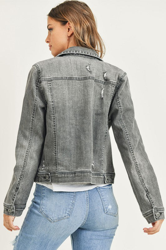In A Flash Light Grey Jean Jacket