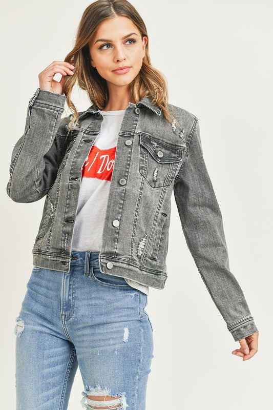 In A Flash Light Grey Jean Jacket