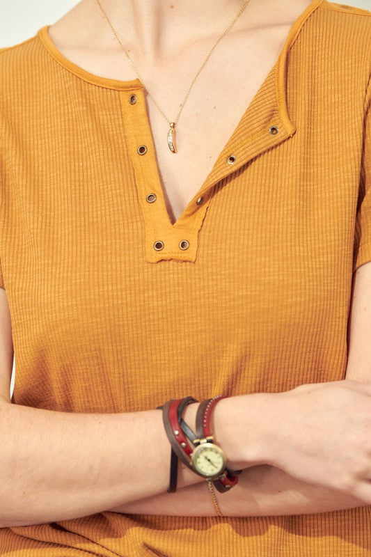 I'm Yours Eyelet Top - Golden Mustard