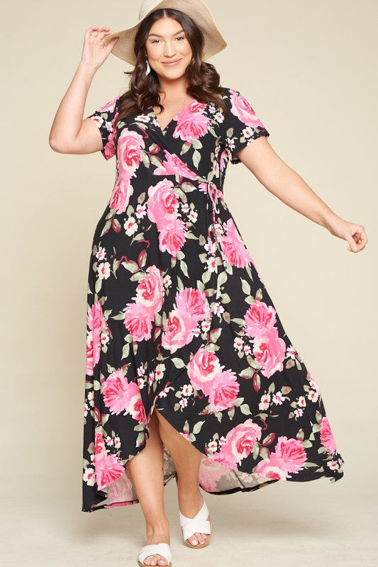 Take Me Away Floral Maxi Dress - Black