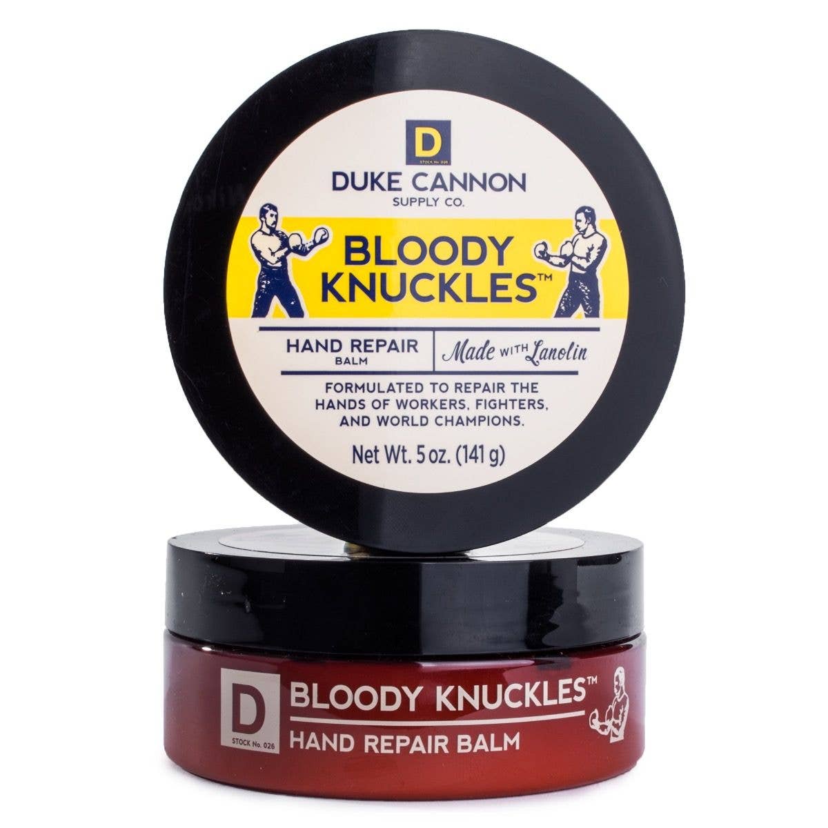 Duke Cannon Bloody Knuckles Hand Repair Cream. Made with Lanolin.
Formulated to repair the hands of workers, fighters and world champions.
