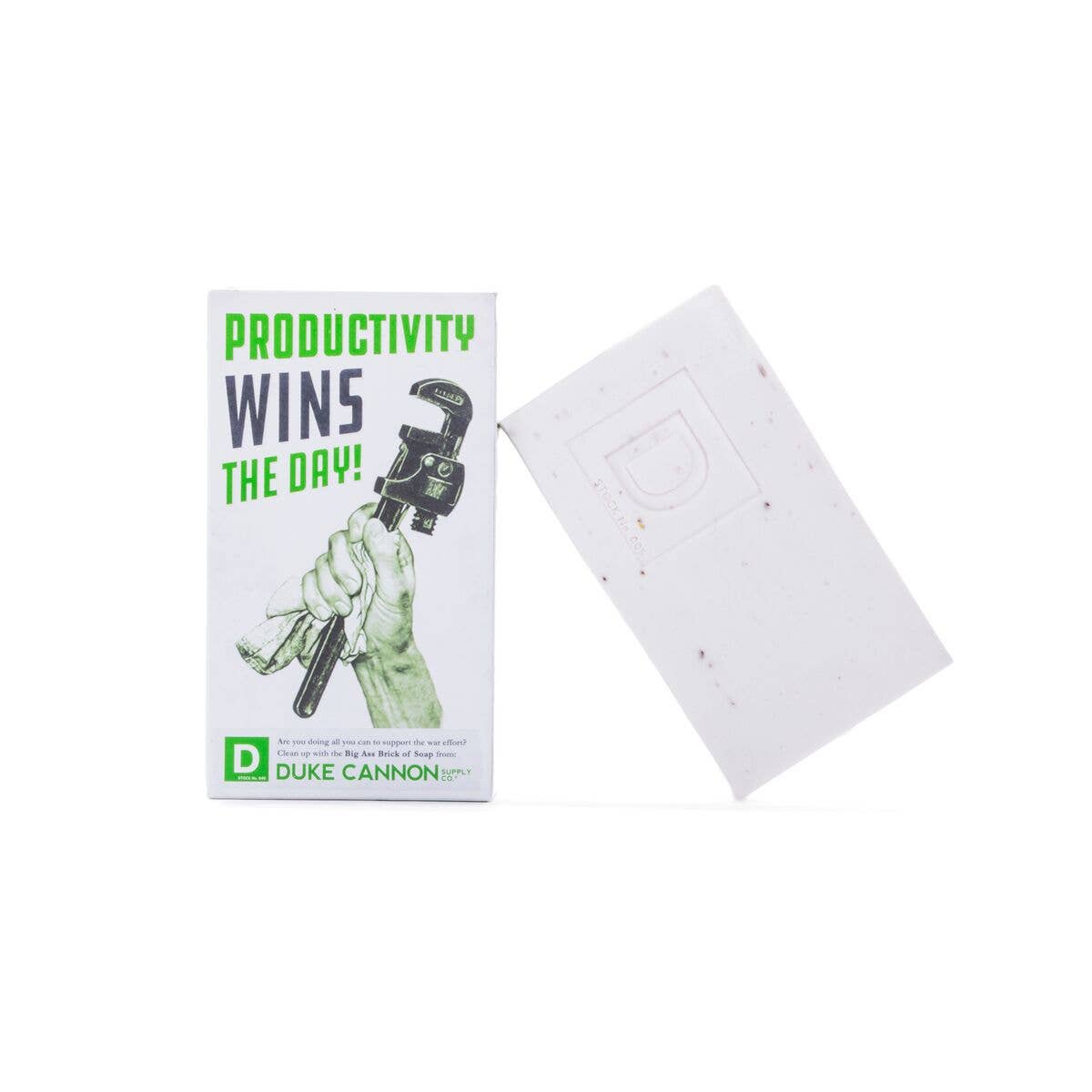 Productivity wins the day!
Are you doing all you can to support the war efforts? Clean up with the Big Ass Brick of Soap from Duke Cannon