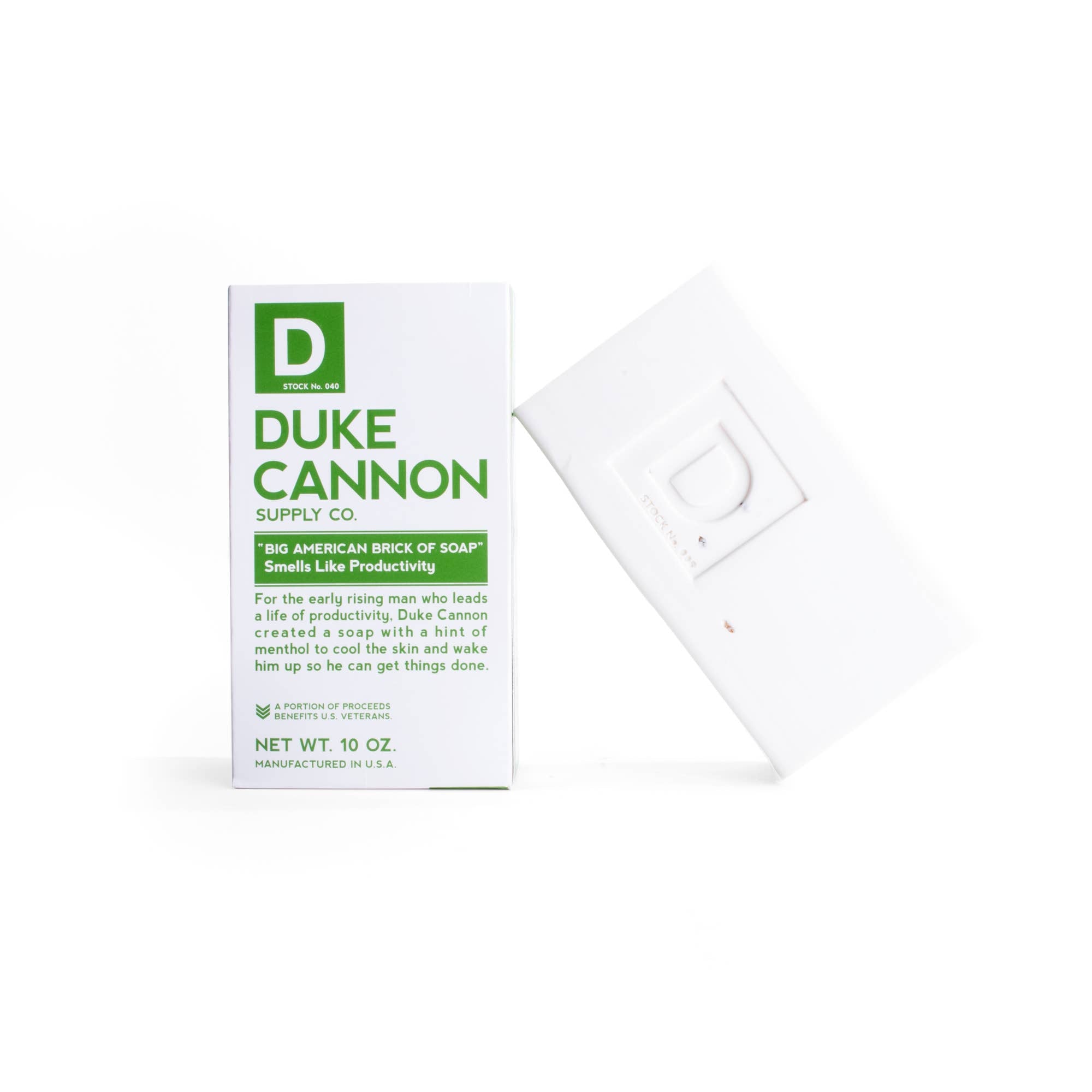 Duke Cannon "Big American Brick of Soap" Smells like productivity
For the early rising man who leads a life of productivity, Duke Cannon created soap with hint of menthol to cool the skin and wake him up so he can get things done.