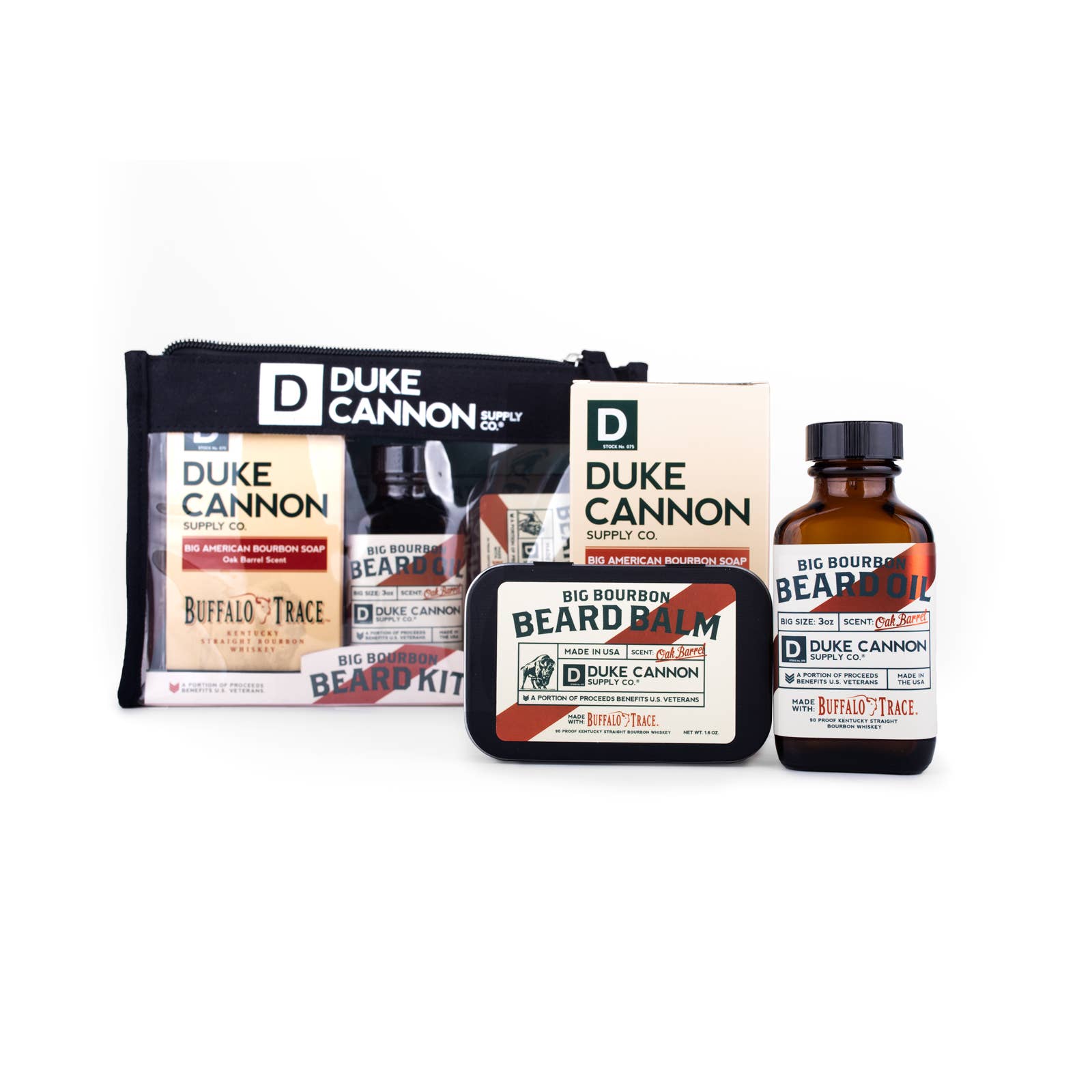 Duke Cannon Big Bourbon Beard Kit
Buffalo Trace soap
Big Bourbon Beard Balm 
Big Bourbon Beard Oil