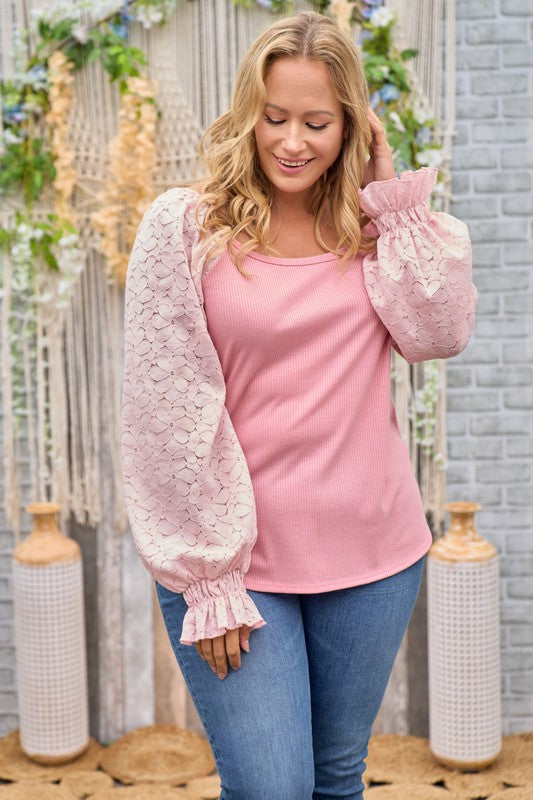 Dreams Come Alive Lace Sleeve Top