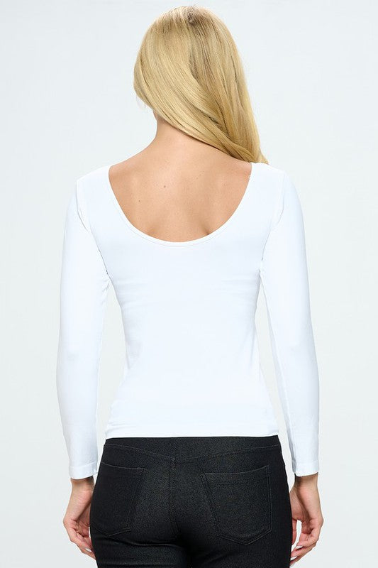 Seamless Reversible Long Sleeve Top - White