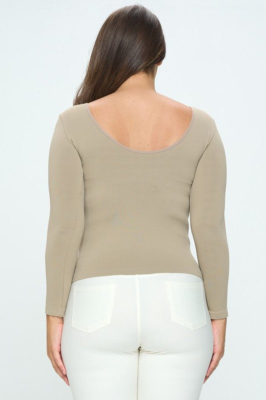 Seamless Reversible Long Sleeve Top - Light Mocha