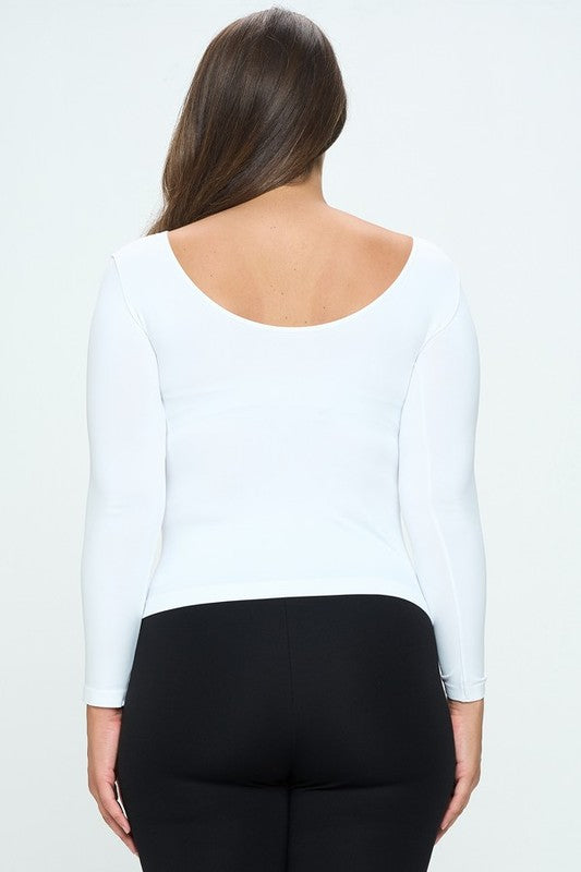 Seamless Reversible Long Sleeve Top - White