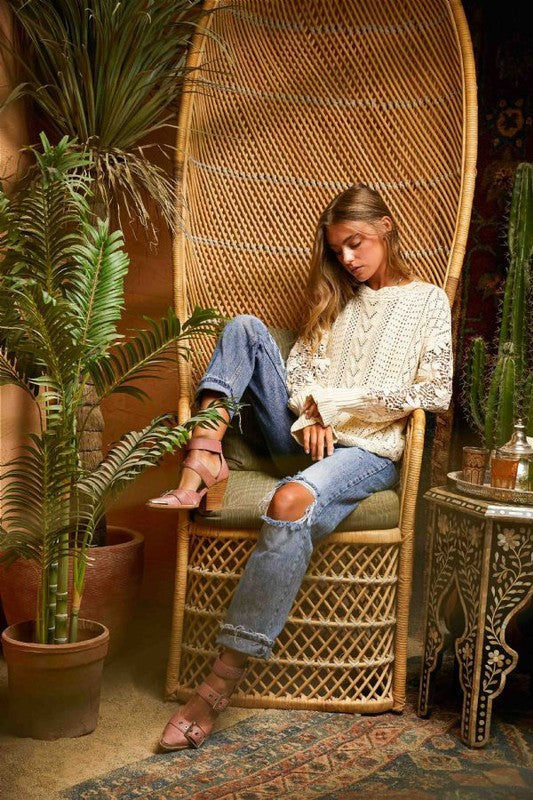 On Your Mind Crochet Long Sleeve Sweater