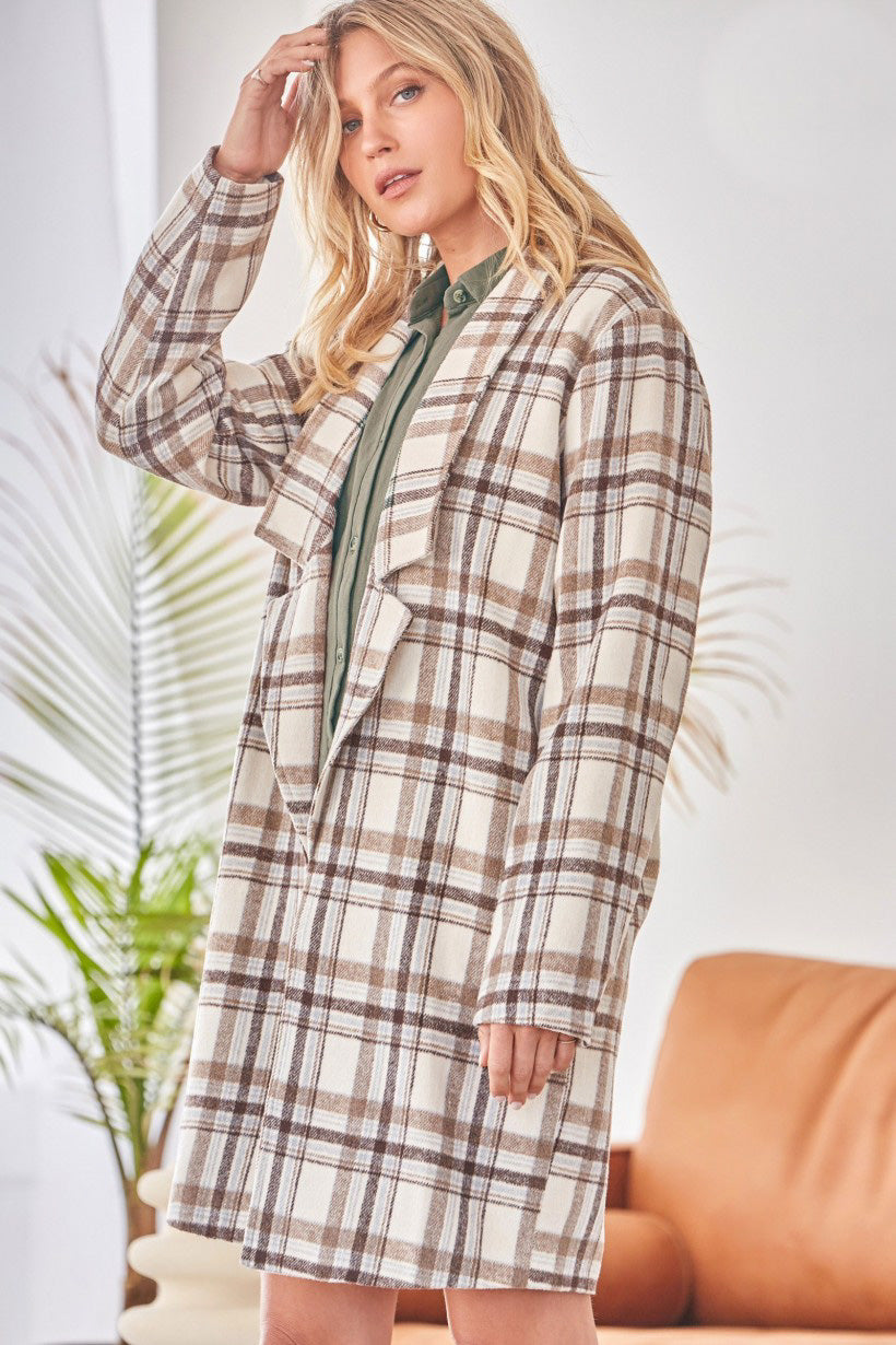 In The Air Plaid Jacket - Light Mocha
