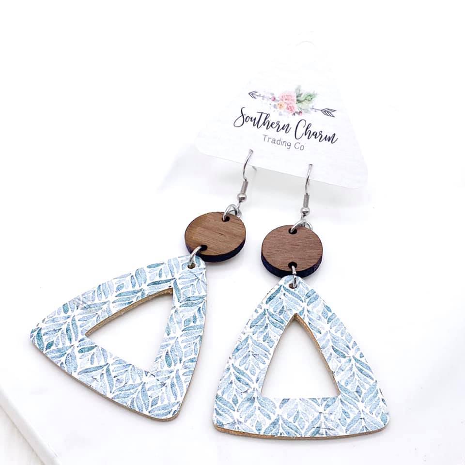 Wood & Sage Succulent Triangle Corkie Earrings