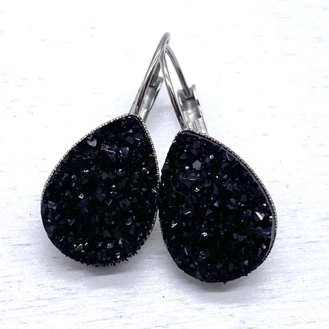 Big As Texas Teardrop Dangle Earrings - Black