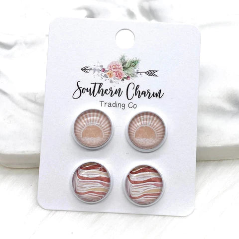 Boho Sun & Desert Waves Duo Stud Earrings