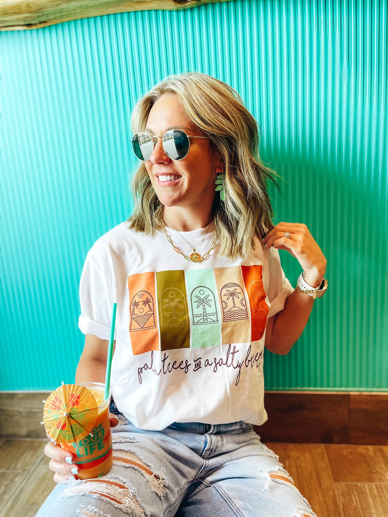 Palm Trees and Salty Breeze Graphic Tee