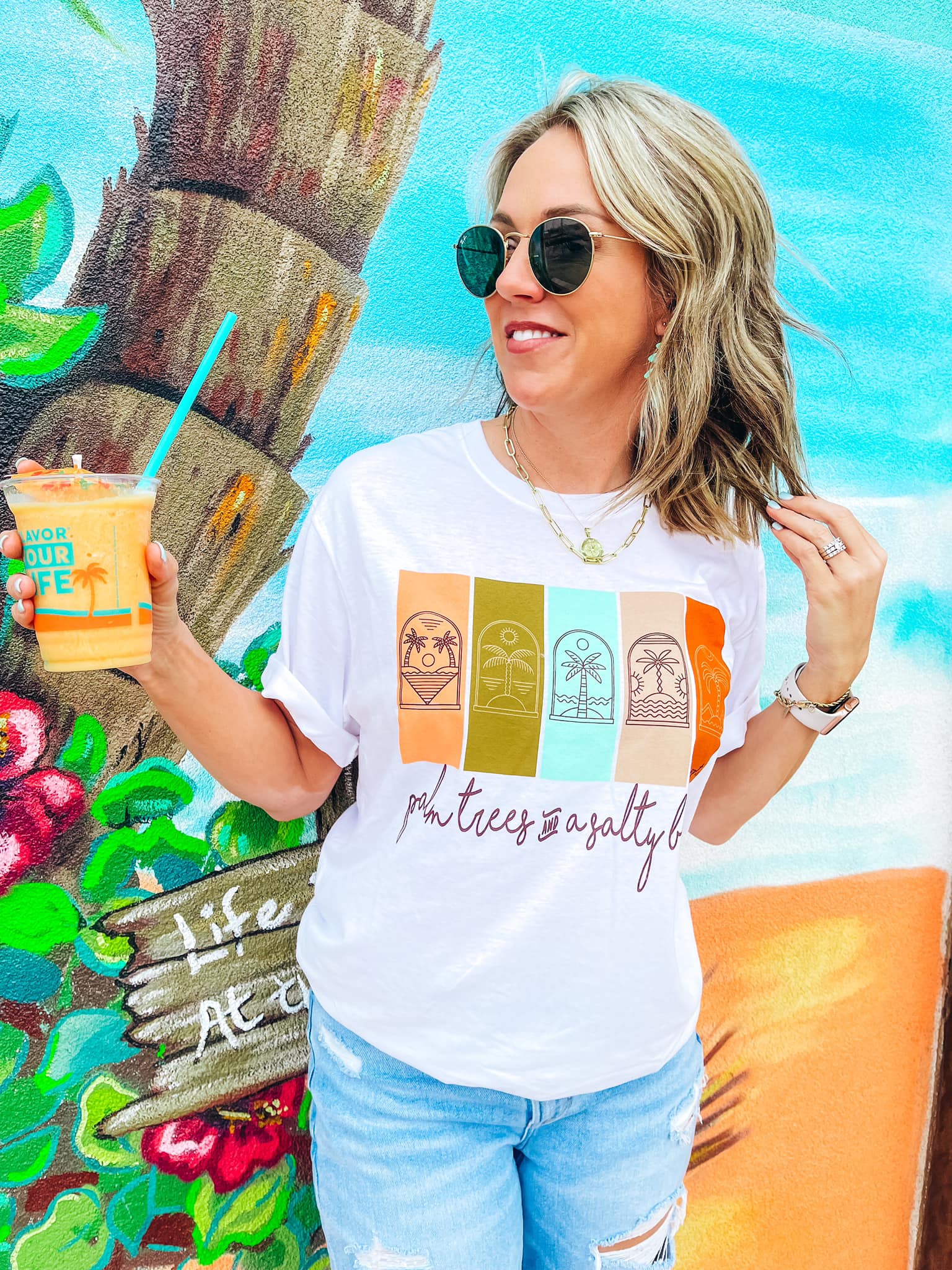 Palm Trees and Salty Breeze Graphic Tee