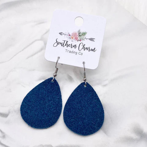 1.5" Watercolor Flowers Mini Collection - Teal Suede Earrings