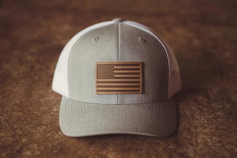 American Flag Hat - Heather Grey/White