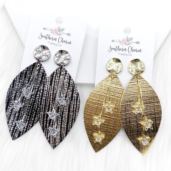 3.5" Shooting Star Leaf Dangles - Gold