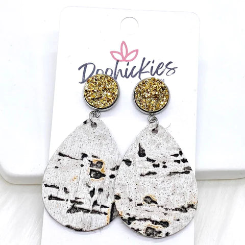 Gold & White Neutral Driftwood Dangles