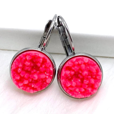 Salsa Round Dangles - Hot Pink Crystals