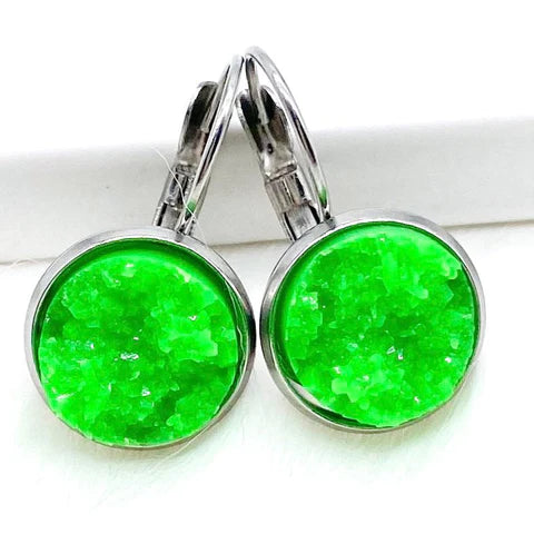 Salsa Round Dangles - Green Ice