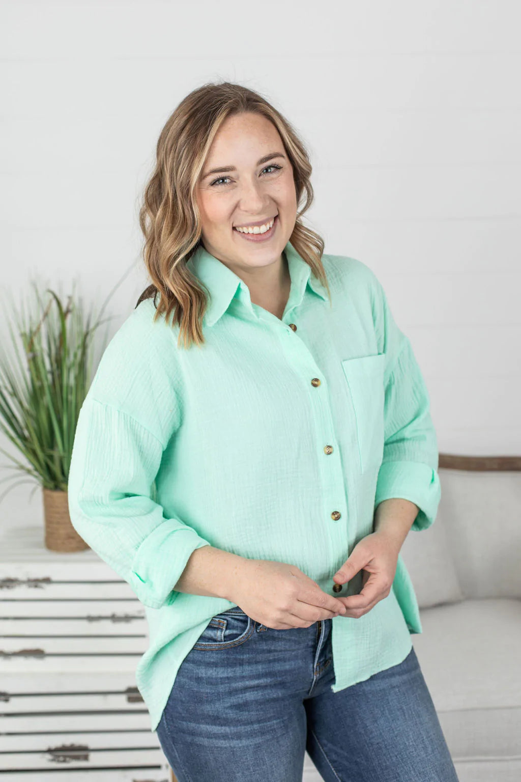 Simple Gestures Button Down Top