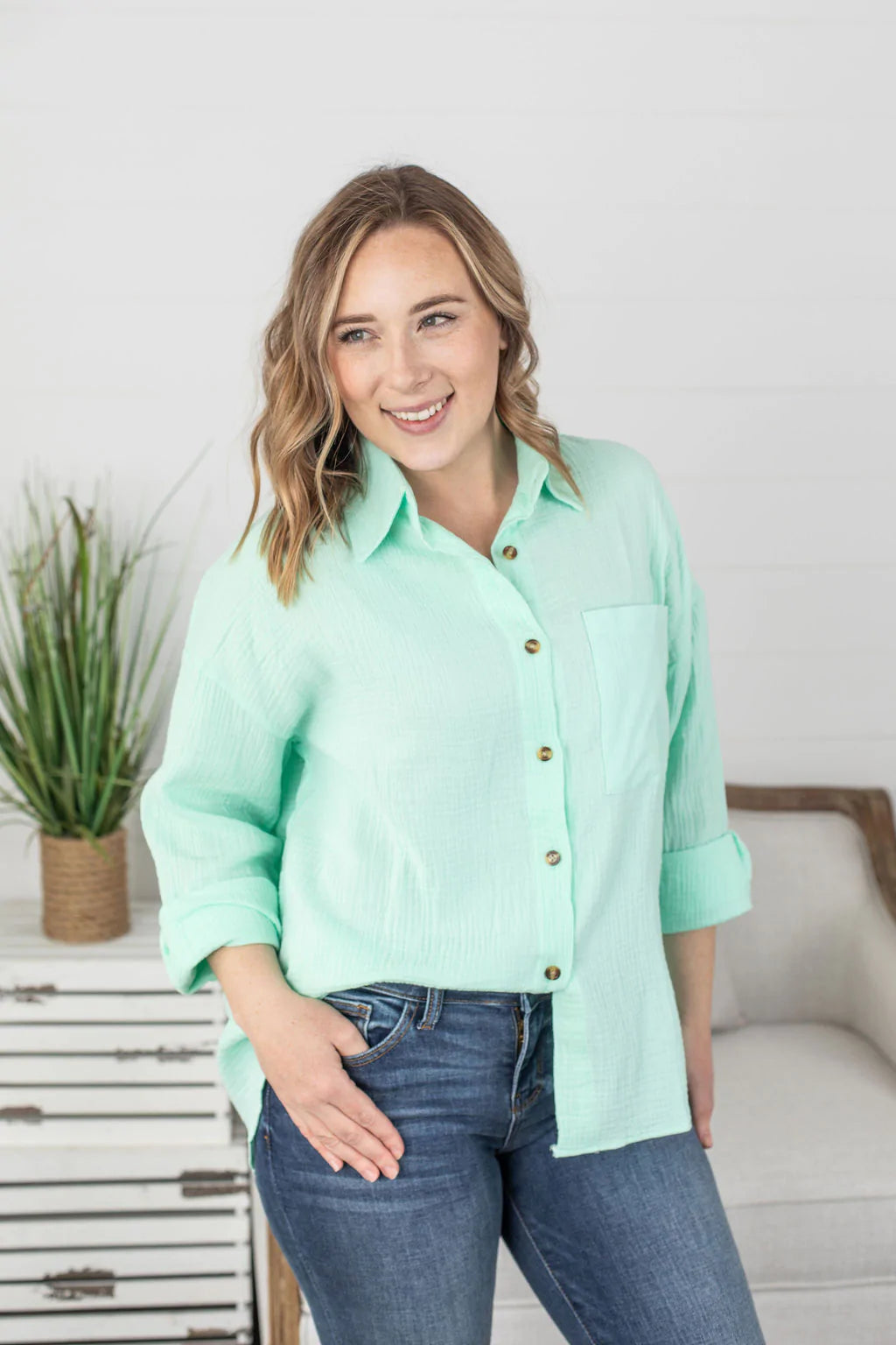 Simple Gestures Button Down Top