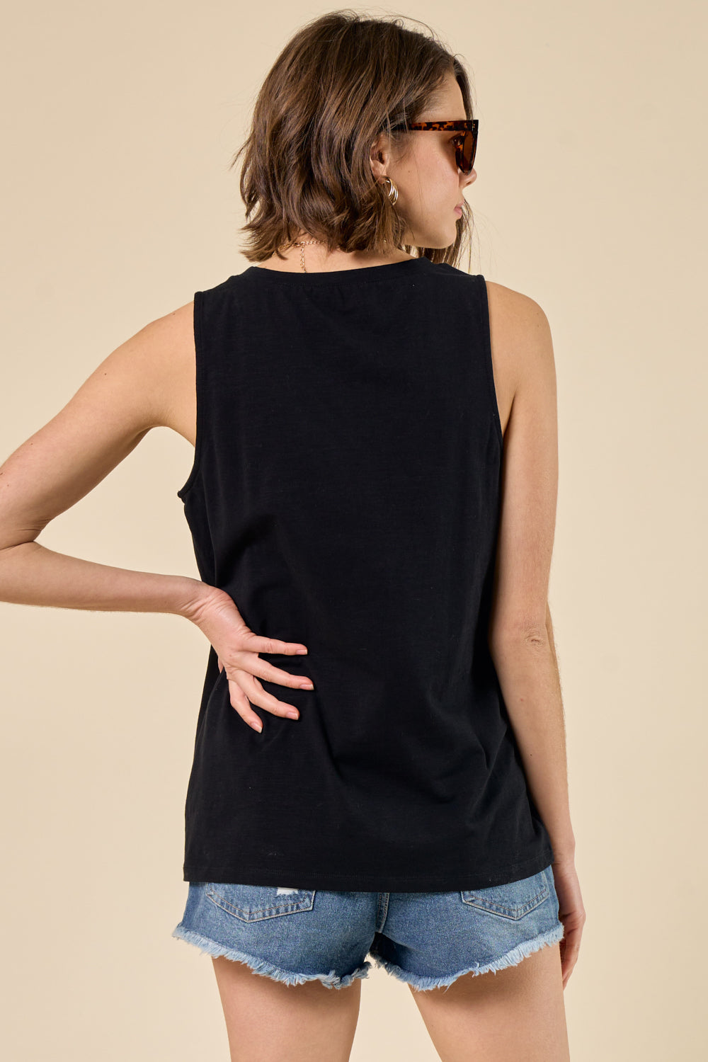 Happy Days V-neck Tank - Black