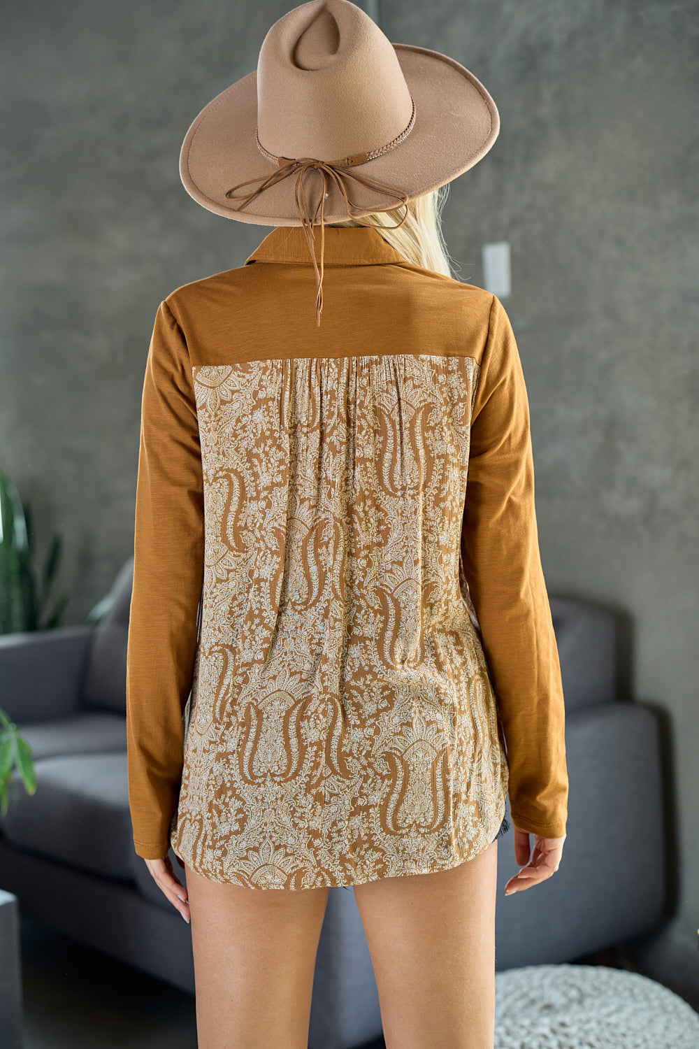 Think About It Button Down - Cognac