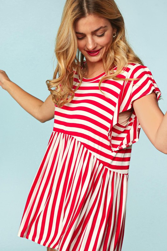 Feeling Fiery Babydoll Top - Red/Ivory