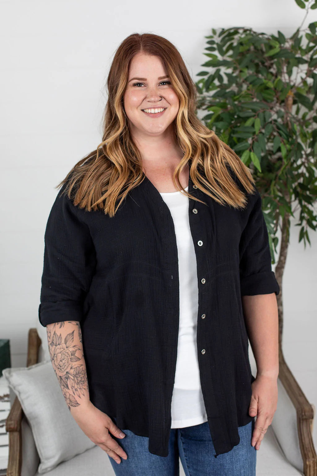 Simple Pleasures Button Down - Black