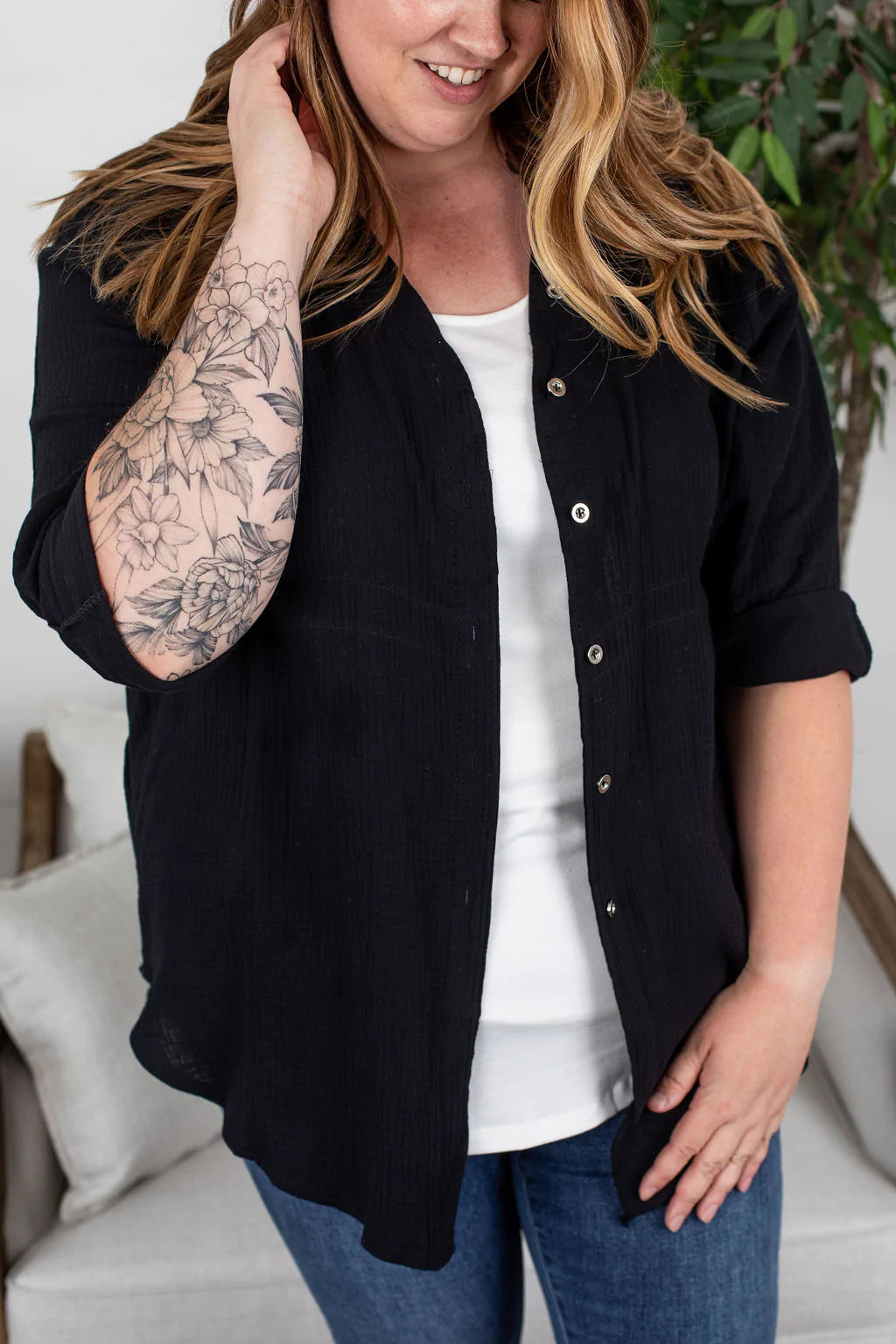 Simple Pleasures Button Down - Black