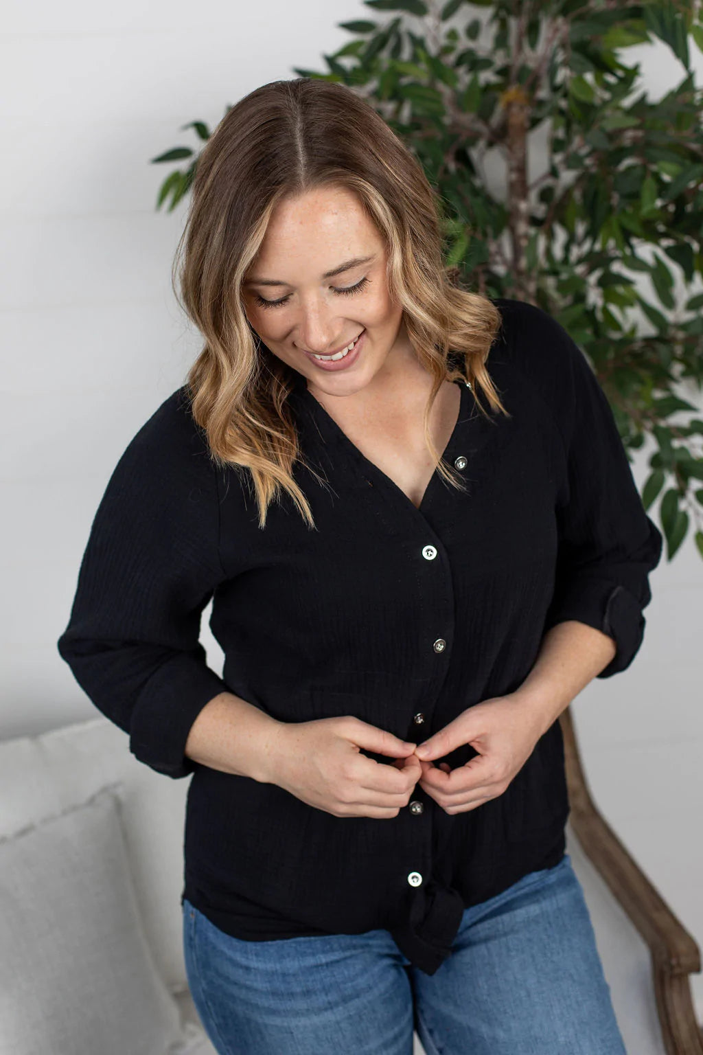 Simple Pleasures Button Down - Black