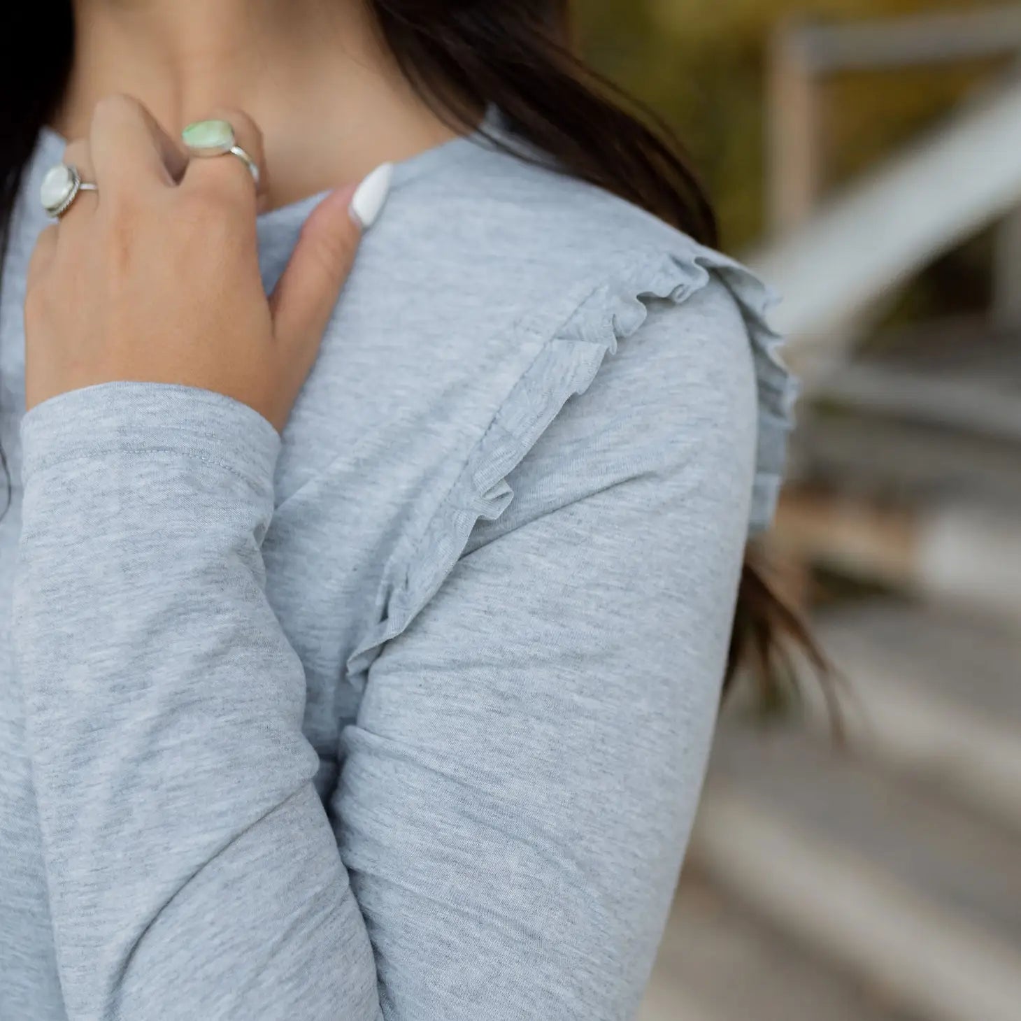 It's Your Time Top - Heather Grey