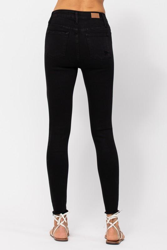 Judy Blue Jet Black Destroyed Skinny Jeans