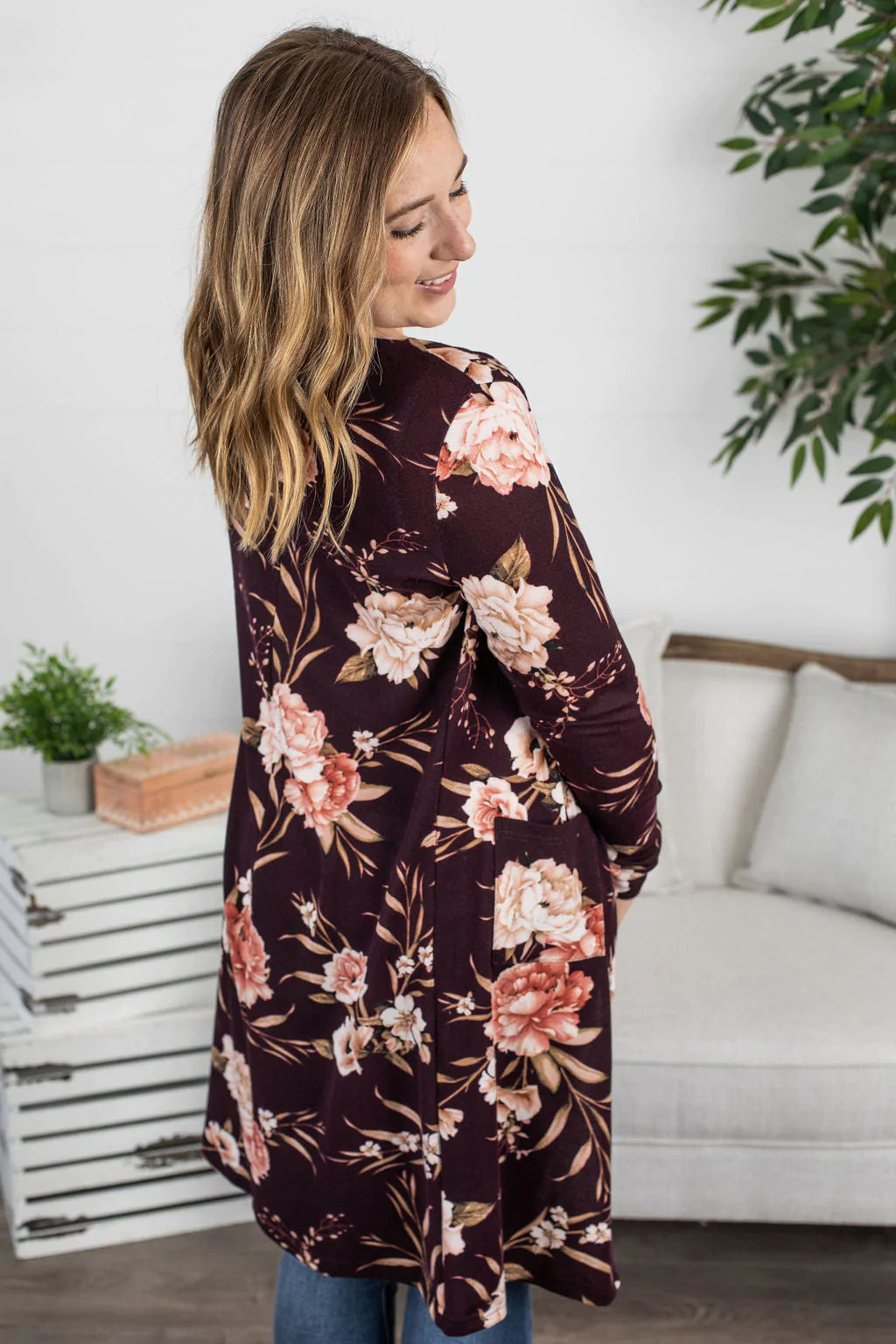 All My Love Cardigan - Burgundy Floral
