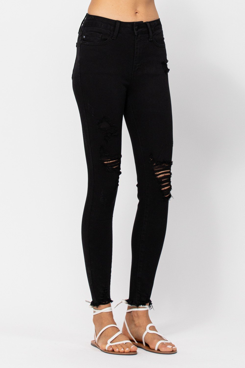 Judy Blue Jet Black Destroyed Skinny Jeans