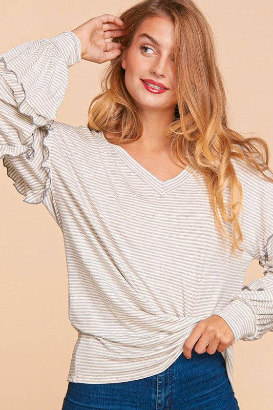 Here I Go Again Ruffle Sleeve Top