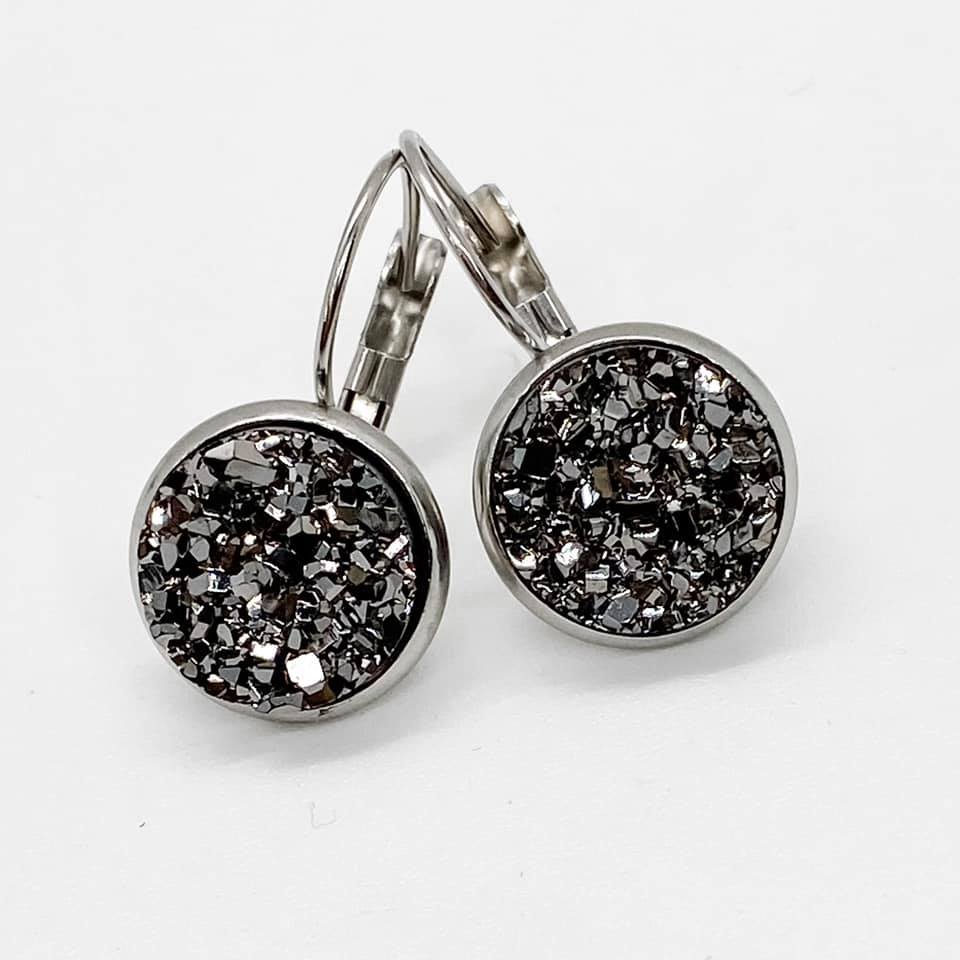Big As Texas Round Dangle Earrings- Gunmetal