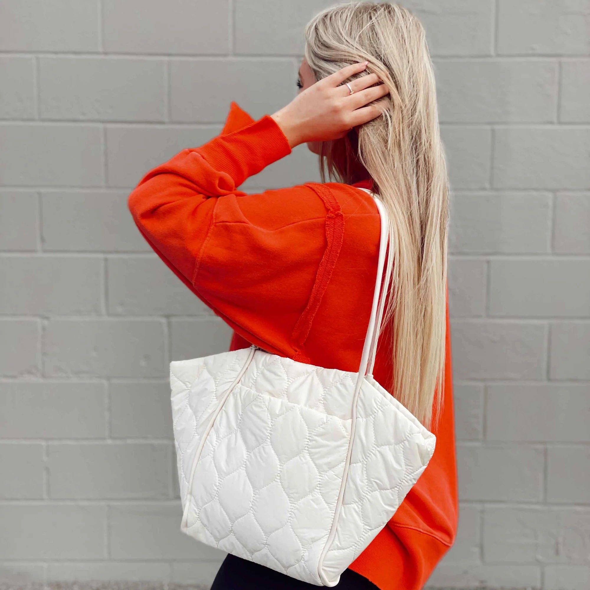 Preslee Petite Puffer Tote - Cream