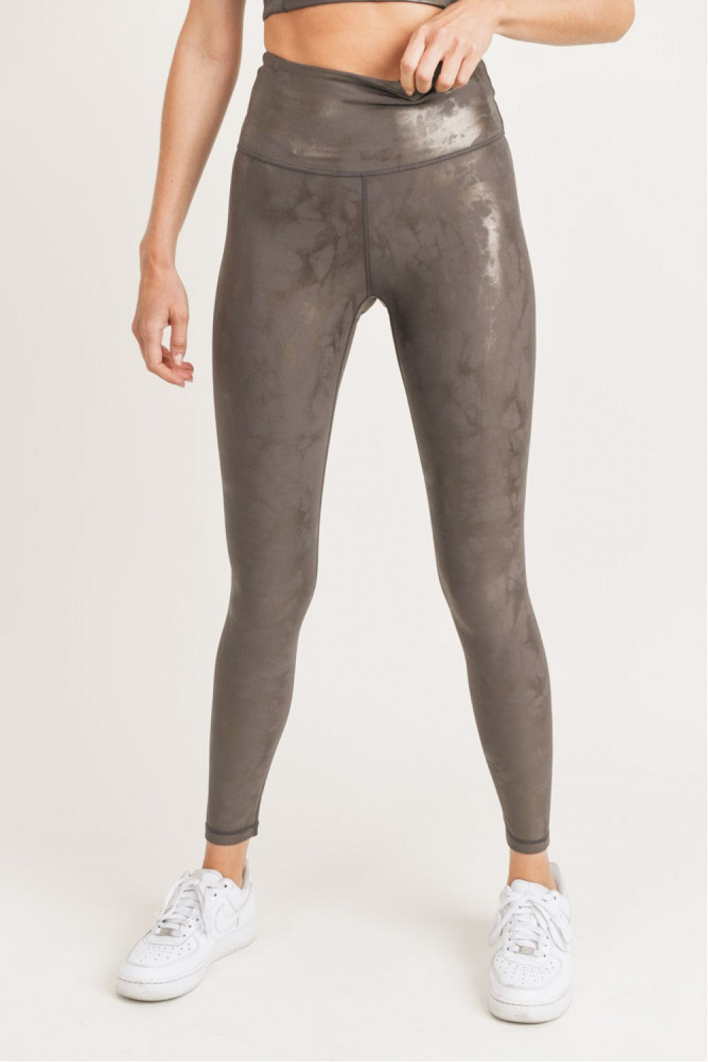 Bed of Clouds Foil Overlay Leggings - Mocha