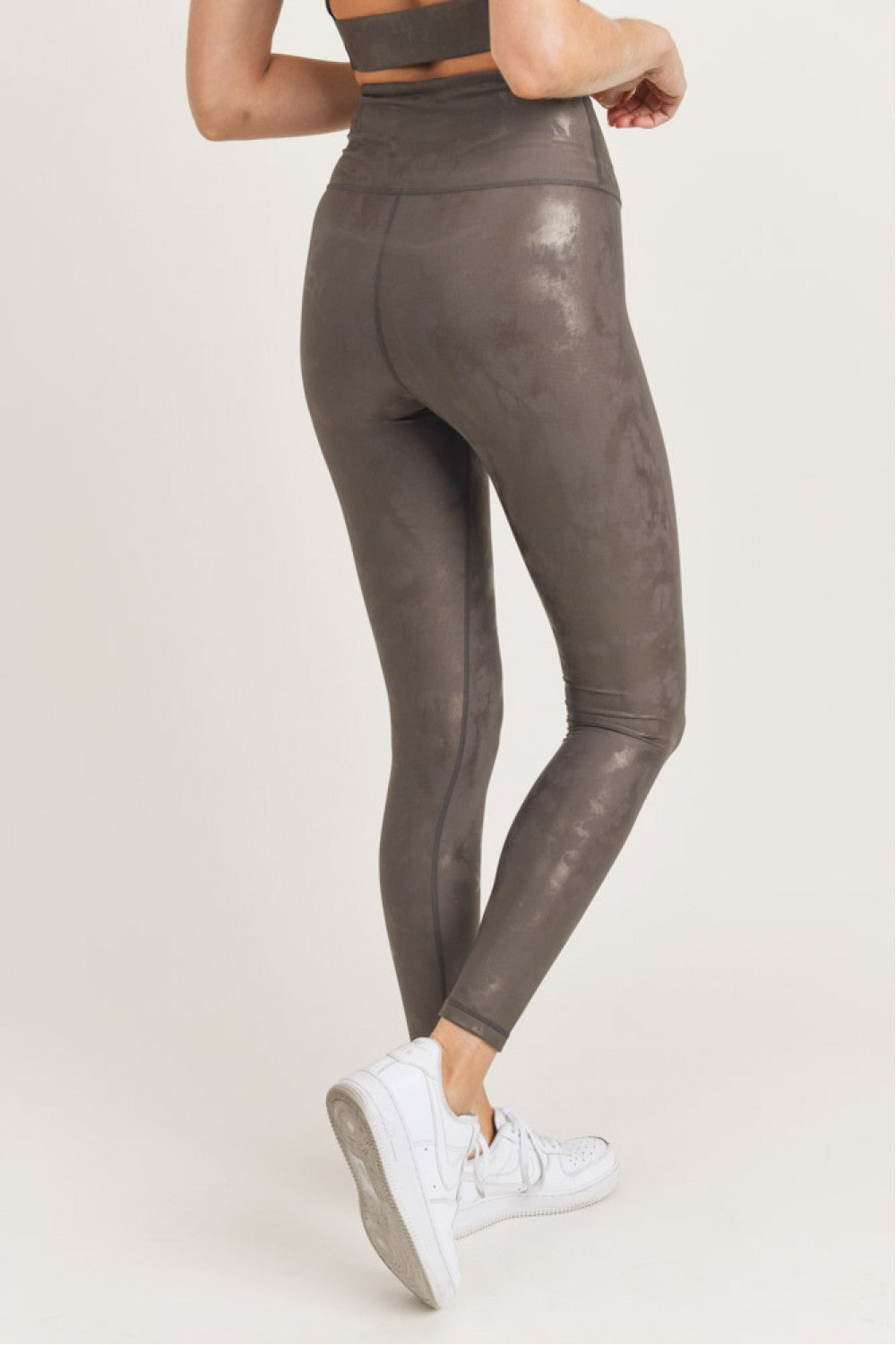 Bed of Clouds Foil Overlay Leggings - Mocha