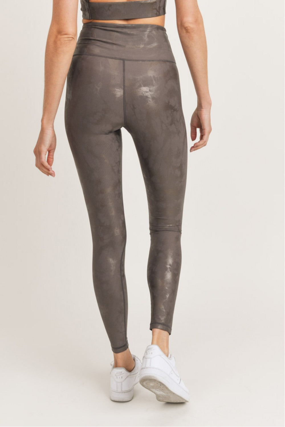 Bed of Clouds Foil Overlay Leggings - Mocha