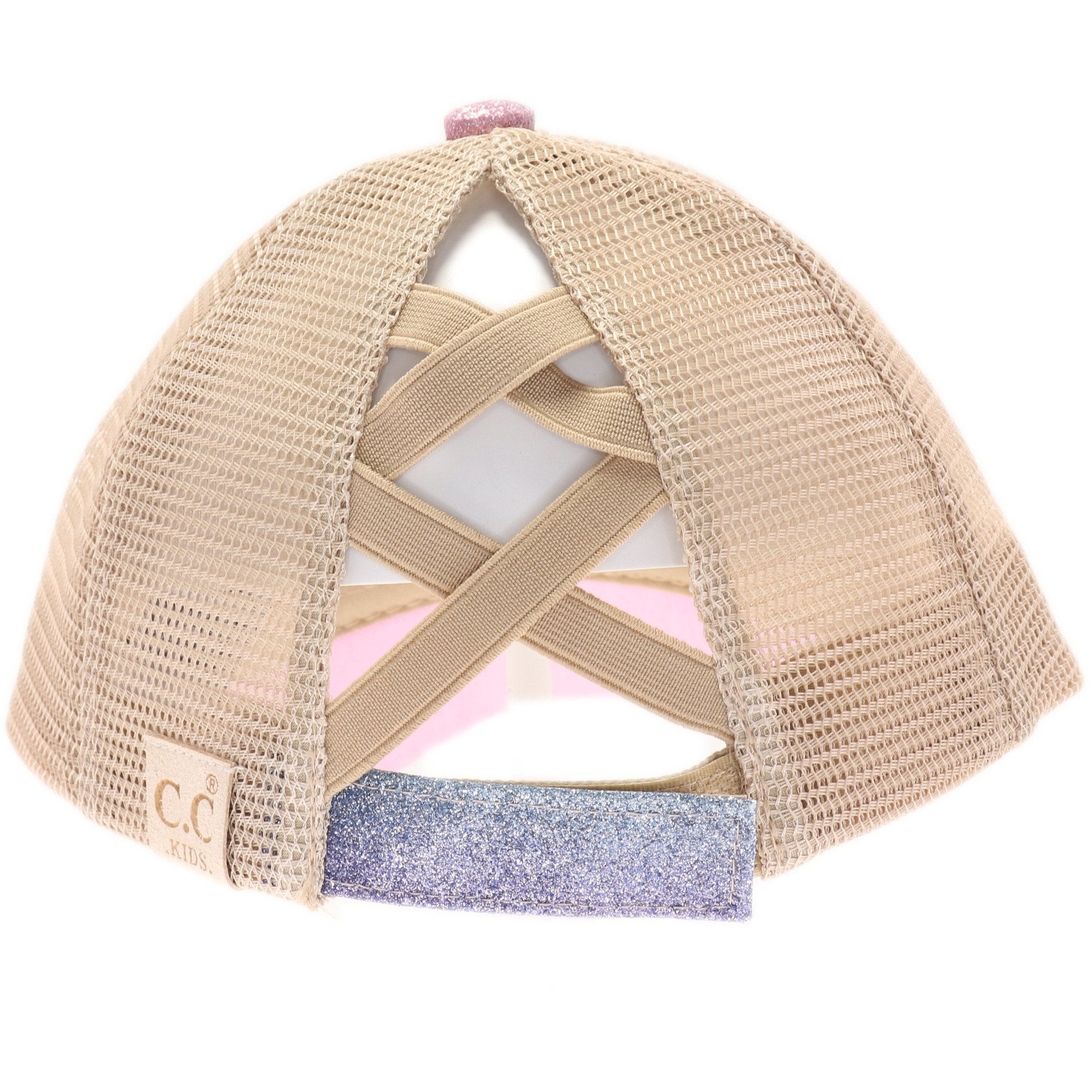 CC Brand - Glitter Ombre Criss-Cross High Ponytail Ball Cap - Purple