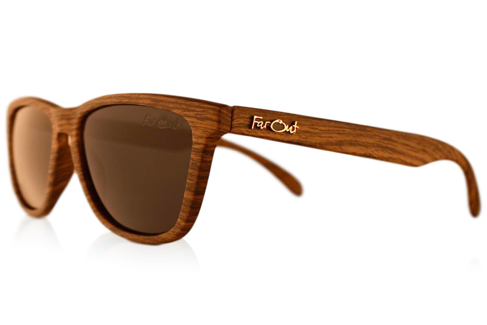 FarOut Sunglasses - Wood Grain Brown Polarized Premiums Black Lens
