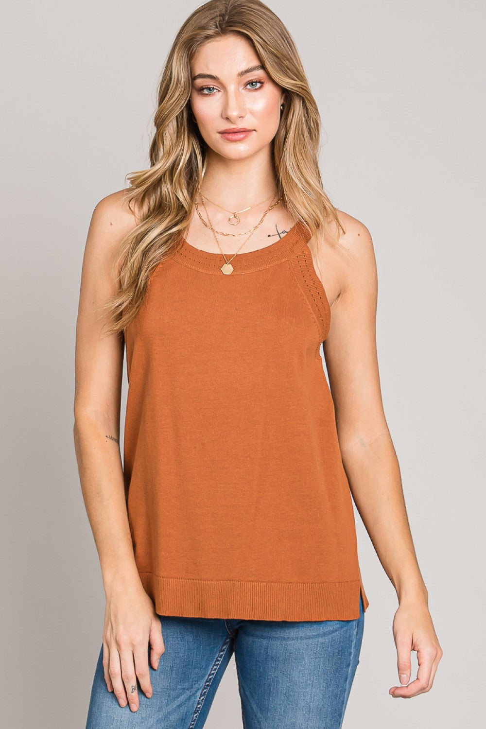 Forever Mine Sweater Tank - Chestnut