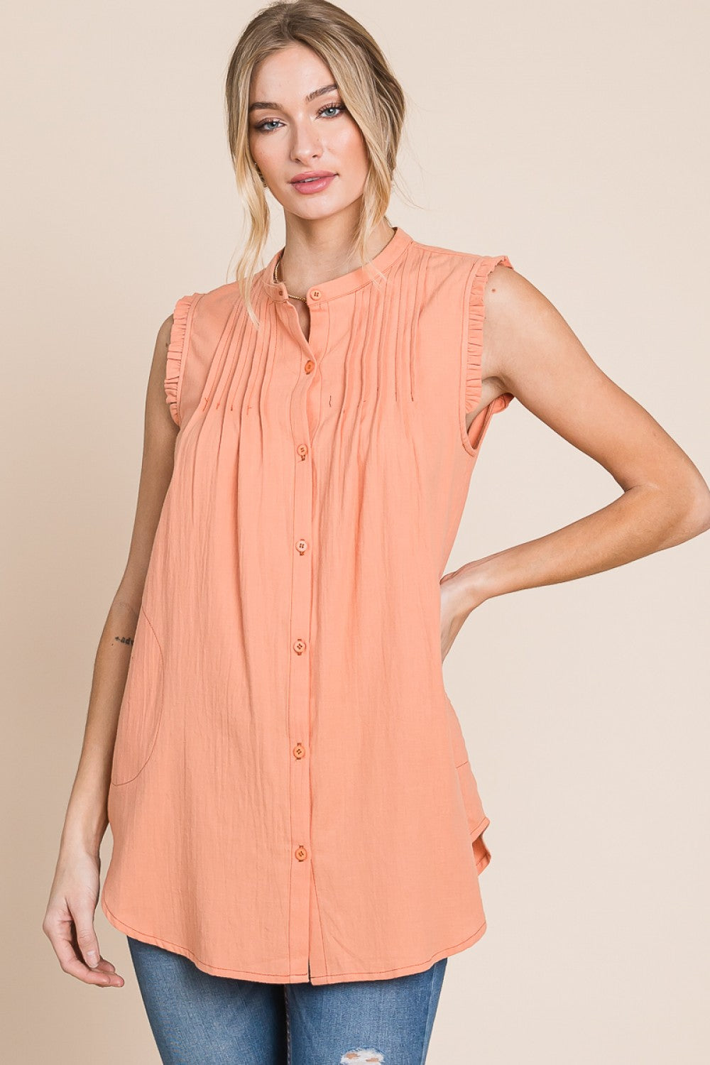 Coming to You Button Down - Coral