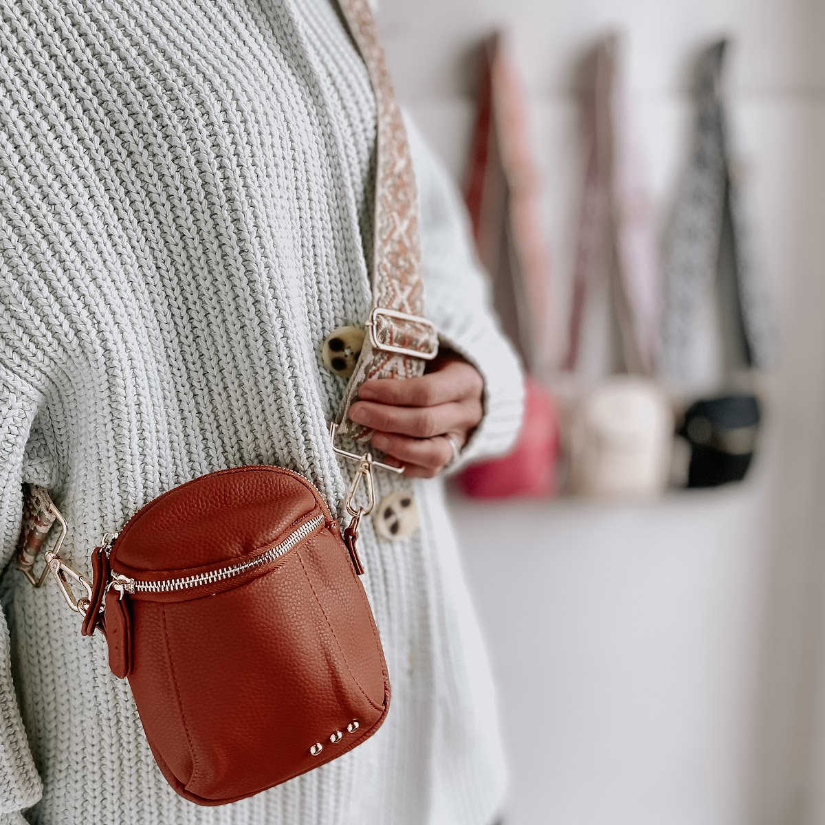 Pebble Mini leather crossbody bag